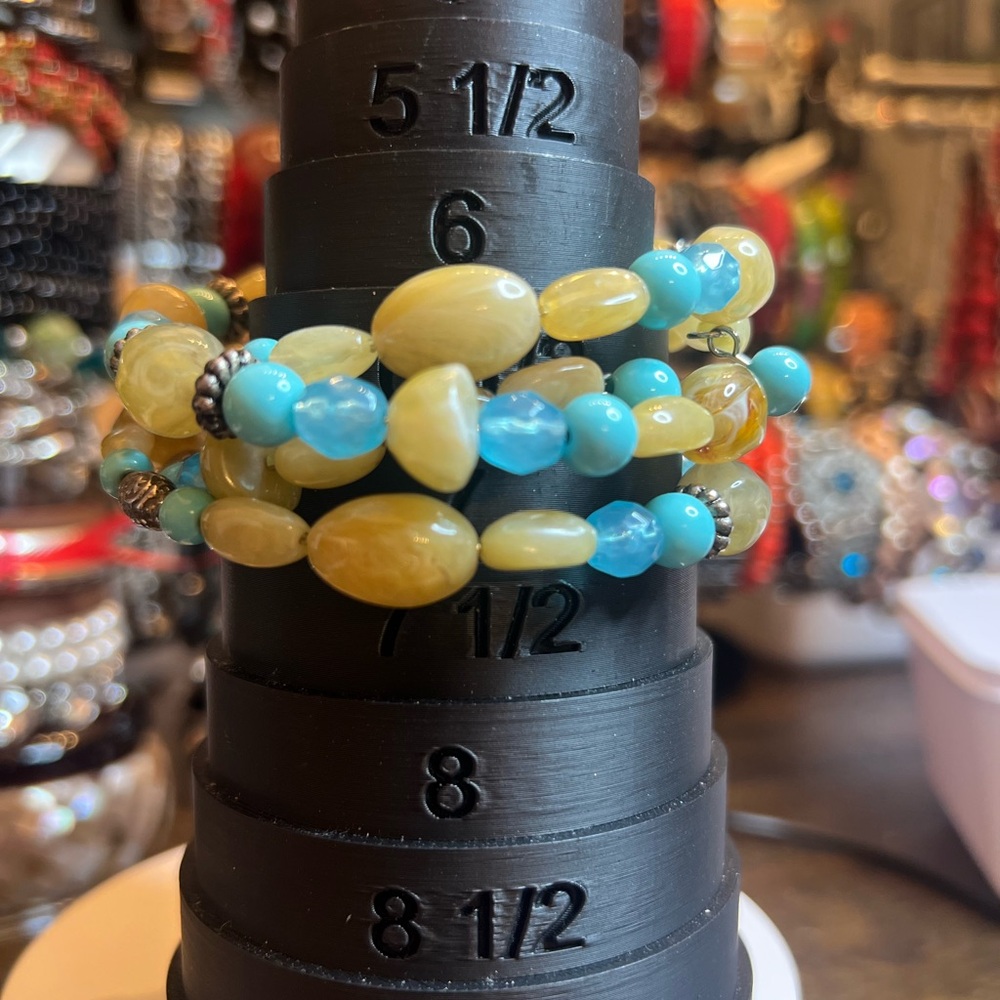 Yellow and Blue Beaded Bracelet